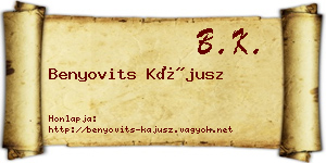 Benyovits Kájusz névjegykártya